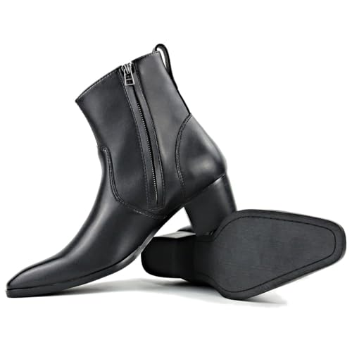 Dress Boot for Men Casual Chelsea Combat Ankle Casual Walking Motorcycle Boots Black2