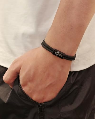 Pulsera cruz ajustable para hombres con tarjeta bíblica de oro miniatura 6