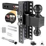 Euvlvt Adjustable Trailer Hitch -Drop Hitch (Fits 2-Inch Receiver) -8' Drop/Rise Tow Hitch, 2' & 2-5/16' Ball Hitches for Trucks -21,500 GTW Hitch Ball Mount with Anti-Theft Locking Hitch Pins