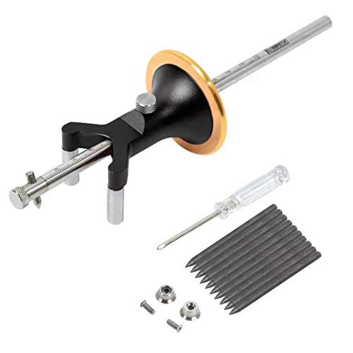 Newkiton Wheel Marking Gauge Multi with Dual Function, 1 Bearing Wheel Cutter, 1 Locked Wheel Cutter, 1 Metal Pin, 10 Woodworking Pencils, 1 Screwdriver Included (Black)