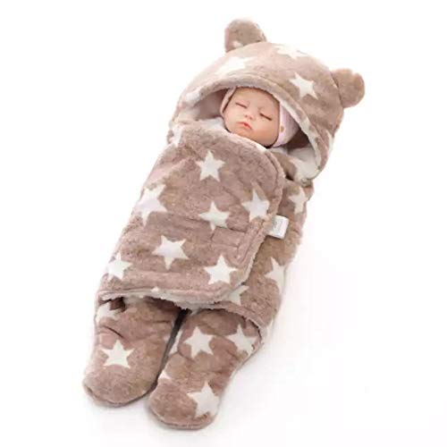 Image of BRANDONN Baby Blanket Newborn Gift Pack Swaddle Wrapper with Bear Hood, Ultra-Soft Premium Flannel Fabric, 0-9 Months, Length 68 cm x Width 68 cm