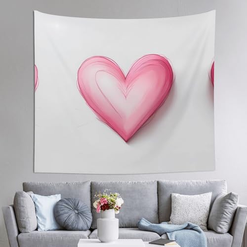 AKGFFDS Tapiz con estampado de corazón de amor de 60 x 51 pulgadas, suave, ligero para uso en interiores y exteriores. Para dormitorio, decoración de dormitorio, manta de playa, paños de picnic