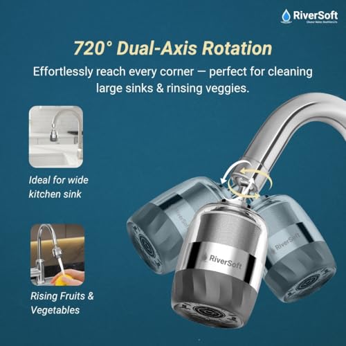 Image of RiverSoft Ecoblu NEO EB-06 Tap Extension for Kitchen Sink | 3 Flow Modes| Built-in Filter | 720 Rotatable Kitchen Tap Extender | Water-Saving Faucet Extension for Kitchen
