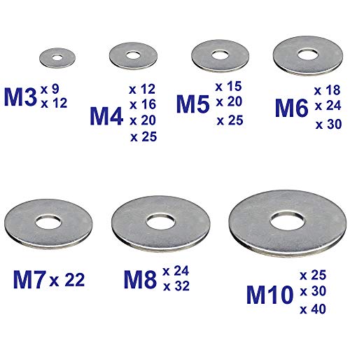 M5 x 20mm Penny Repair Flat Washers Mudguard A2 Stainless Steel (Pack of 20) - Image 3