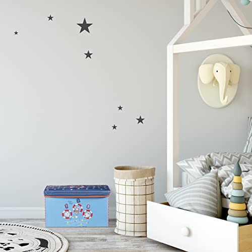 Relaxdays Sitzbox Kinder, Faltbare Aufbewahrungsbox mit Stauraum, Deckel, Prinzessin & Fee, 50 Liter, platzsparend, pink