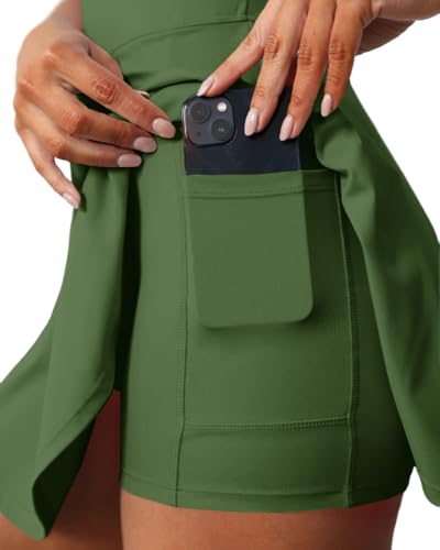 Image of Womens Sleeveless 2-in-1 Athletic Tennis Golf Dress Underneath Workout Active Dresses with Built-in Shorts
