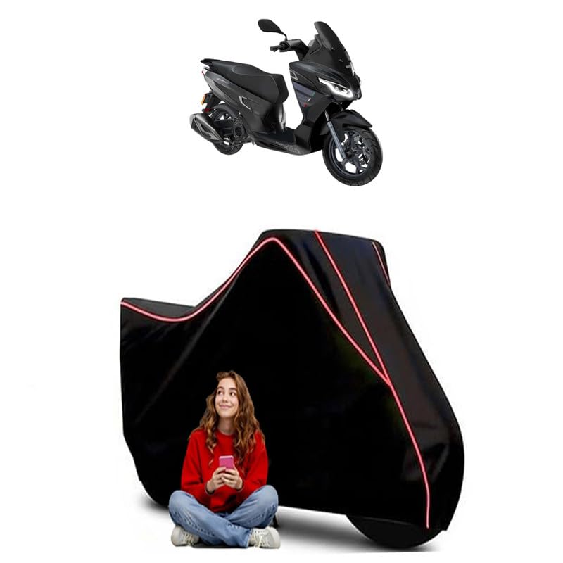 Image of SRV 850 Scooty Bike Cover Water Resistant Outdoor Use Universal Fit Scooters Motorcycles Heavy Duty UV Protection Dust Rain Scratch Resistant Elastic Bottom Black Blue Piping