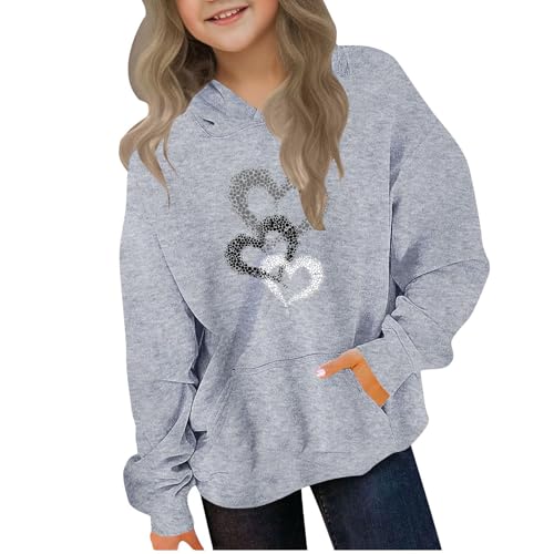 Cute Hoodies for Girls Casual Trendy Hooded Kids Sweatshirts Oversized Long Sleeve Pullover Loose Preppy Clothes