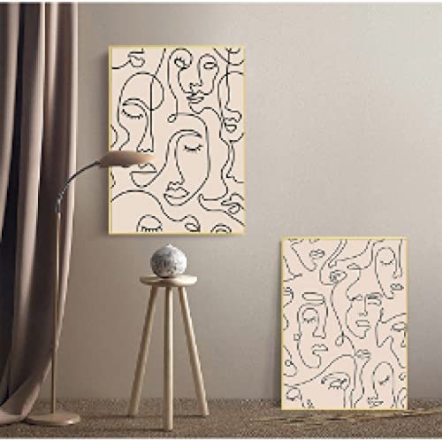 Toile peinture visage femme minimaliste : impression haute définition sur toile 70x100