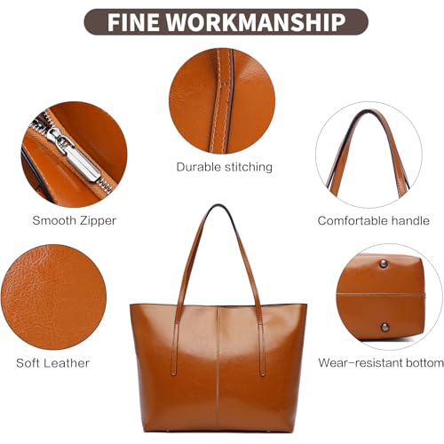 Image of LAORENTOU Women Crossbody Handbags Genuine Leather Satchel Handbags for Women Top-handle Shoulder Tote Purses