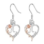 TOUPOP Gifts for Women Rose Heart Initial Earrings 925 Sterling Silver Heart Butterfly Earrings Jewelry Anniversary Birthday Mothers Day Gifts for Women Girlfriend Wife Mom