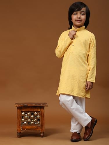 Image of Pro-Ethic Style Developer Men Silk Striped Father Son Matching Ethnic Wear Embroidery Mirror Work Kurta Pyjama Set |(Combo)B-117