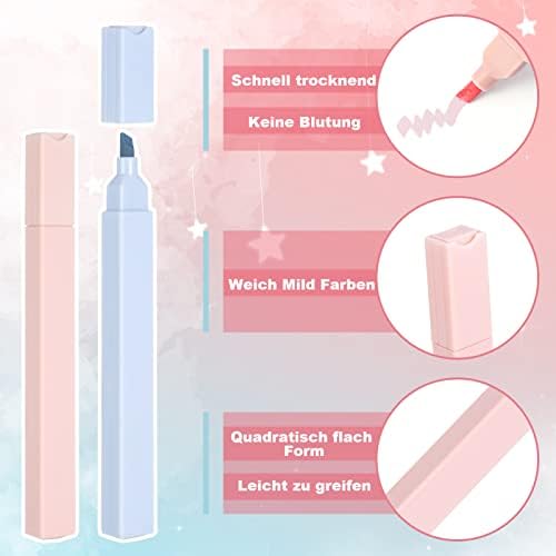 Pinenuts 12 Pack Highlighters Mild Highlighter Pens Pastel Multicolor, Cute Aesthetic Markers Chisel Tip Drawing Pens for Journal Bible Notes, Student School Office Stationary