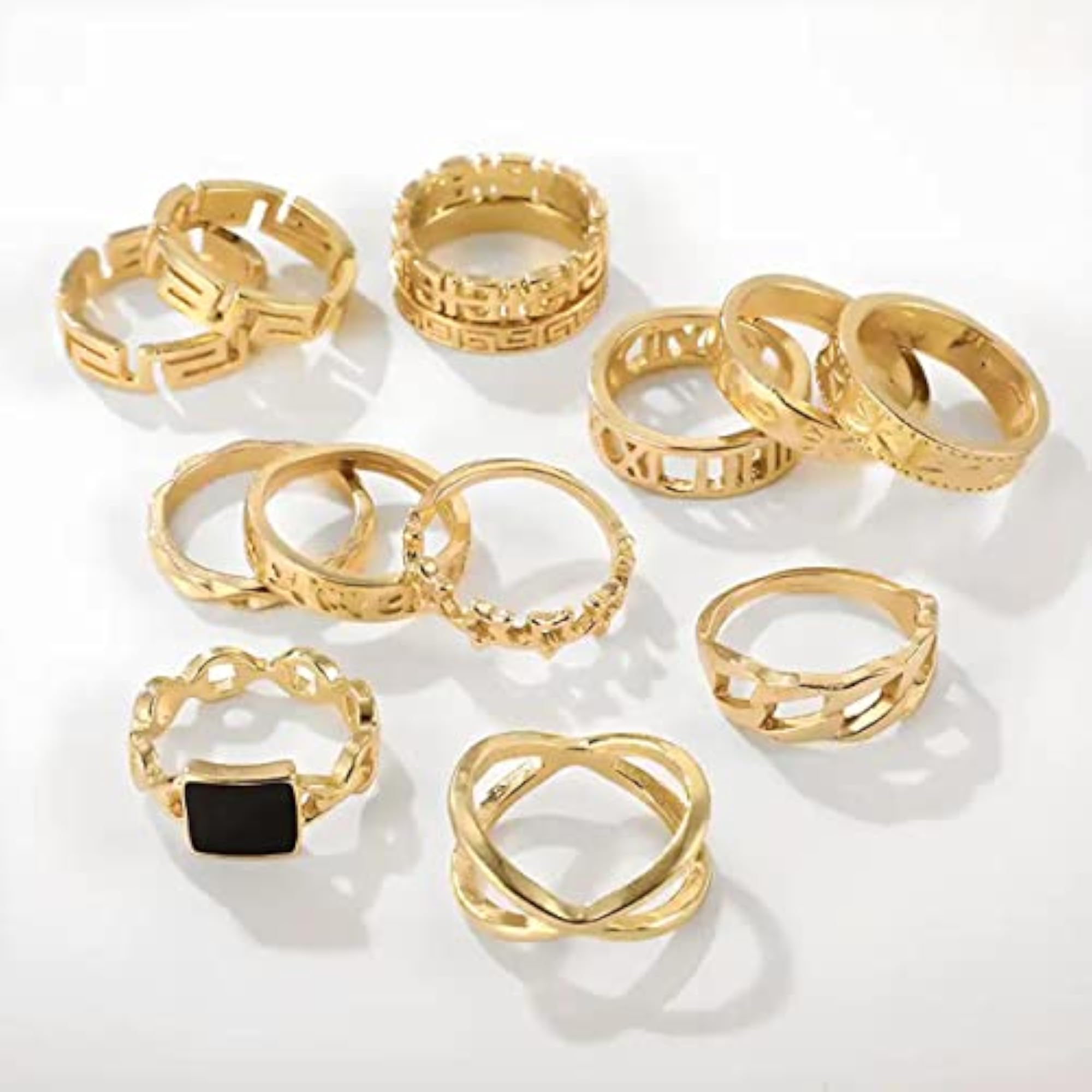 Plated Stackable Rings Set of 13