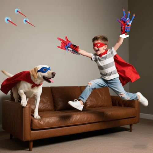 Image of 3 Sets Spider Web Shooters, Spider Web Plastic Launcher Glove with Wrist Toy Set, Superhero Toys, Safe Outdoor Action Toys All Saints'Day Christmas Birthday Party for Boys and Girls (3 Sets)