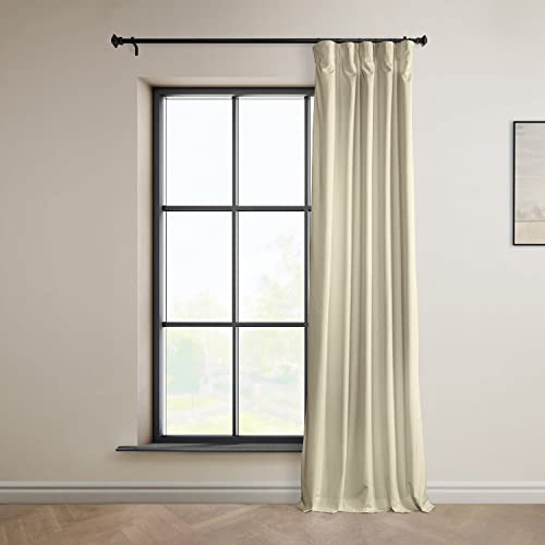 Image of HPD Half Price Drapes Signature Plush Velvet Blackout Curtains for Bedroom (1 Panel), 50W X 84L Hotel Black Out Curtains for Living Room, Thermal Insulated Blackout Curtains for Windows, Angora Beige
