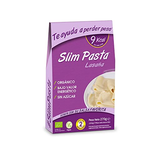 Slim Pasta - Placas de Lasaña de Konjac - 270 g - Bajo Contenido en Calorías - Efecto Saciante - Elaborado con Agua Purificada, Fibra de Avena y Harina de Konjac