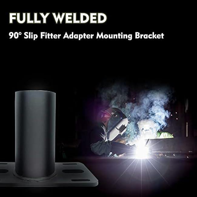 2 Pack Tenon Slip Fitter Adapter 90 Degree Bracket for Outdoor Lights - Black Metal Pole Barn Shoebox Led Parking Lot Wall Mount Arm Rustproof Rainproof (2PCS-2-3/8 Inch)