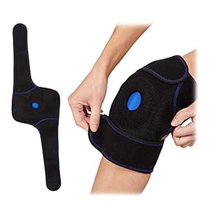 Relaxdays Koelkussen knie, bandage met klittenbandsluiting, herbruikbaar, meervoudig kompres, warm en koud, zwart/blauw…