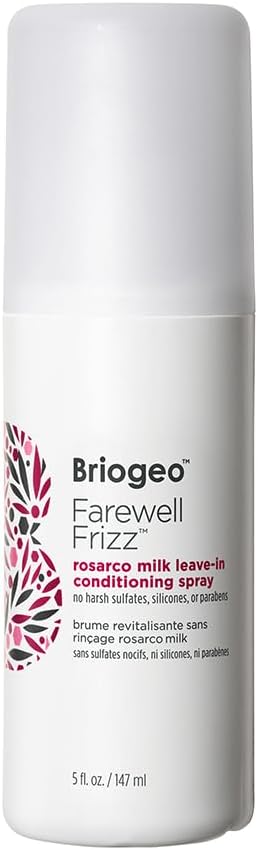 Briogeo Farewell Frizz Rosarco Milk Leave-In Conditioning Spray, Anti Frizz Leave In Conditioner for Curly Hair, Hair Detangler Spray & Hair Moisturizer with Argan Oil, Vegan, Cruelty-Free