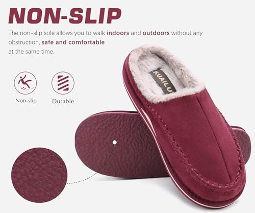 Image of KuaiLu Mens Slippers Orthopedic Arch Support Suede Fluff Plush Home Shoes