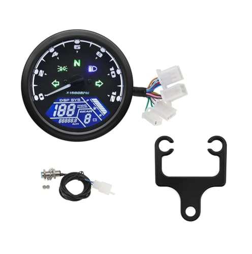 WSNZYT Tablero Instrumentos Motocicleta Tacómetro Digital Universal para Motocicletas con indicador de Marcha y cuentakilómetros de 12000 km/h/mph.