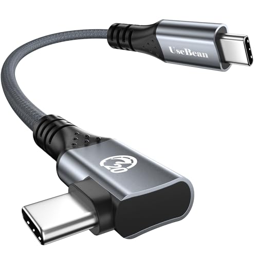 Right Angle USB C Cable 1ft, 12 inch 240W Short USBC to USBC 3.2 Gen 2X2 20Gbps Data Cable 4K Video Monitor Cord, PD 3.1 Type C Charging Cord for iPhone 16 17 Pro Max, MacBook, iPad, Galaxy S25 by UseBean - Used condition - US$6.80