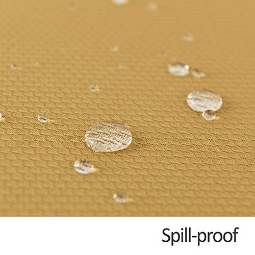Image of maxmill Textured Rectangular Tablecloth Water Resistance Antiwrinkle Spillproof Soft Jacquard Table Cloth for Dining Room, Buffet Banquet Parties and Holiday Dinners, 60 x 104 Inch, Ochre Yellow