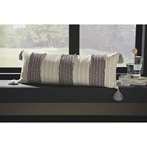 Signature Design By Ashley Linwood Boho Lumbar Throw Pillow, 36 X 14 Inches, Gray & Beige #TOP1