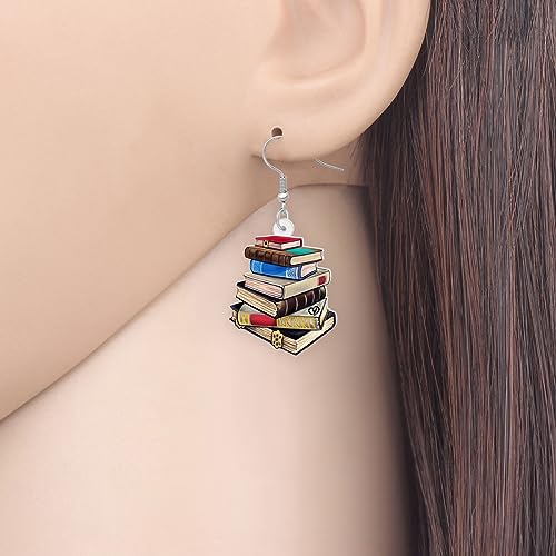 Acrylic Funny Book Earrings Dangle Bookshelves Jewelry Back to School Gifts for Teachers Women2