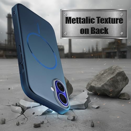 Image of AIBEX Ultra-Thin Mag-Saf Back Cover Case Compatible with iPhone 17| Slim Fit Scratch-Resistant Matte | Magnetic Wireless Charging | Microfibre Lining | Camera Protection (PC Material) - Dark Blue