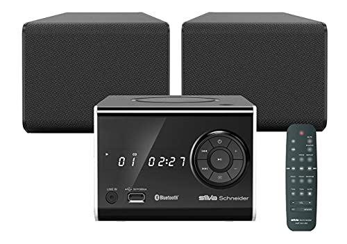 SILVA-Schneider SMP 360 BT Micro-HiFi System con Bluetooth, 100 Watt, scatola stereo, porta USB con telecomando, nero, 200008