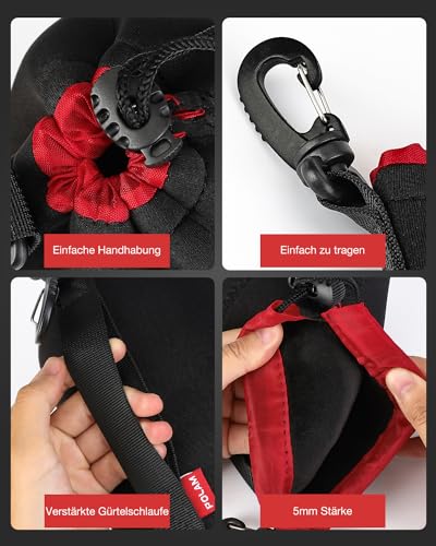 POLAM-FOTO Objektivtasche Set aus Neopren Objektivbeutel für Kamera Objektiv in 4 Größen, Multi Pack Objektivtaschen für Canon, Nikon, Tamron, Sigma, Pentax, Objektive, Schwarz/Rot