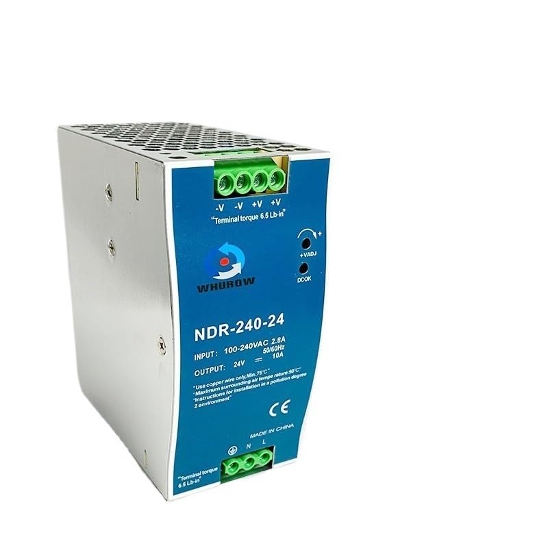 1pcs NDR-240-24 Ultra Thin DIN Rail Mounted 24V 10A for Industrial Control Drive Electric Cabinet Switch Power Supply(240W 24V 10A)