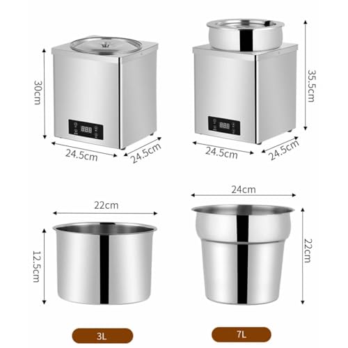 Professional Chocolate Tempering Machine, 3L/7L Stainless Steel Melter and Warmer, Electric Chafing Dish with 30-100°C Adjustable Temp & LCD Display for Catering and Bakeries - Image 6