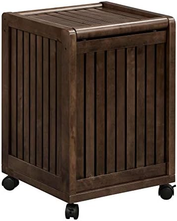 NewRidge Home Goods NewRidge Home Solid Wood Abingdon Mobile (Rolling) Laundry Hamper with Lid, Multiple Colors, One Size, ESPRESSO