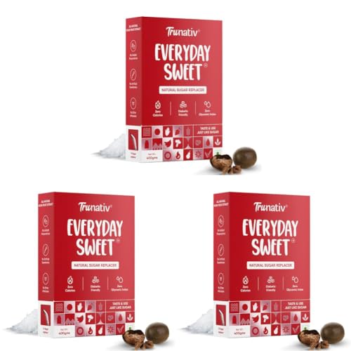 Image of Trunativ Everyday Sweet | Monkfruit Sweetener Powder Loose Sugar Like Sweetener | Zero-Calorie Sugar Substitute | 1:1 Sugar Replacer for Cooking & Baking | Keto & Diabetic Friendly | 400g (Pack of 3)