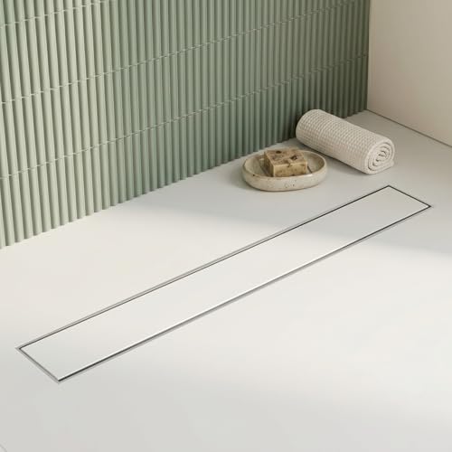 Image of EVANEX Tile Insert Bathroom Drain | 30x4 Inches Shower Drain Channel | Waste Water Floor Drain Channel | 304 Stainless Steel Invisible Shower Drain Channel with Anti Cockroach Trap