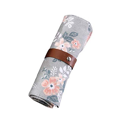 Roll Up Canvas Pouch Bag (Grey, 29 x 20.5cm)