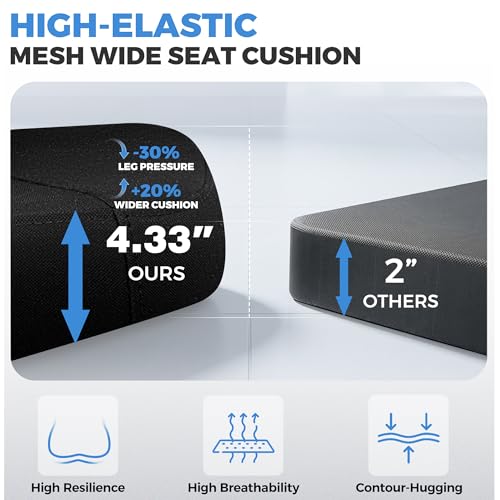 Image of Office Desk Chair, Ergonomic Office Chairs with Lumbar Support | Zoned Spine Support, Pressure Relief Back Support, 4.33'' Thick Foam Cushion, Computer Chair Comfy for Long Hours, Black