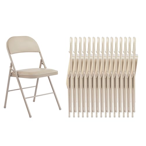 ENYLAY Folding Chairs 16 Pack, Portable Stackable Commercial Chair, Indoor Outdoor Padded Leather Chair with Sturdy Metal Frame, for Home, Office, or Party Events.