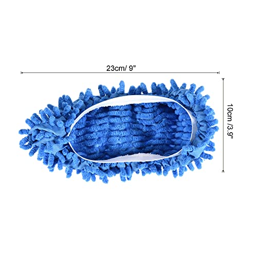 Image of MECCANIXITY Washable Cleaning Shoes Cover Multifunction Chenille Duster Mop Slippers Foot Socks for House Floor, Pack of 4 Blue