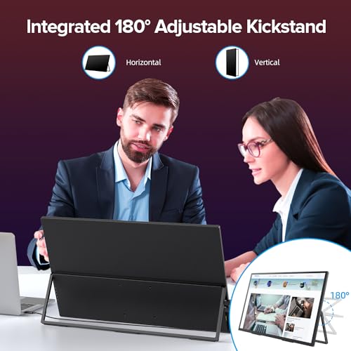 UPERFECT 4K 18 Zoll QLED Portable Monitor mit 3840 x 2160 UHD Display Integrierter Halterung USB C Mini HDMI für PC Laptop Handy XBO Switch PS-4/5, Metallkörper, Tragbarer Bildschirm VESA-montierbar 5