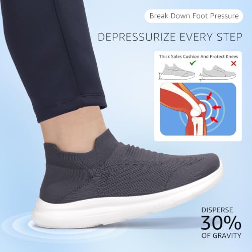 Image of STQ Wide Toe Box Walking Shoes for Women Slip On Breathable Sock Sneakers | Arch Support, Sock Like Mesh, Breathable Upper, Lightweight, Non Slip, Comfortable, Daily Wear, Minimalist