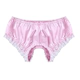 TiaoBug Herren Unterhosen Boxer Briefs Slips Männer Ouvert G-Strings Sissy Höschen Polka Dots Retro Spitzen Unterwäsche offene Dessous Reizwäsche M-XXL Rosa B M