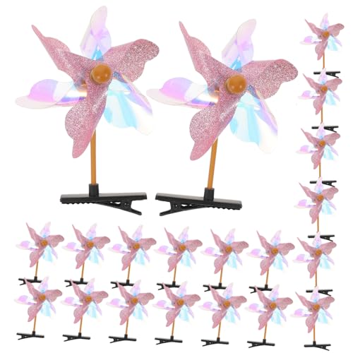 Pince à cheveux moulin à vent rose à paillettes pour fille | Lot de 50 barrettes