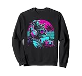 House DJ Cat 80s 90s Kitten Sunset Rainbow DJ Cat Kitty Sweatshirt