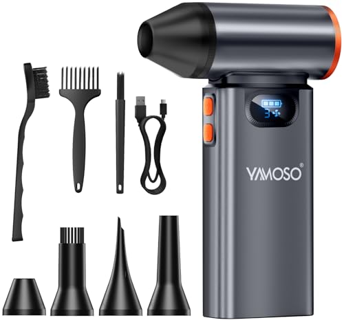 YAMOSO Aria Compressa Elettrico Metallo, 180000 giri/min, 4 Velocità Portatile Soffiatore Potente...