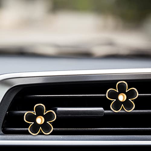 Image of Frienda 6 Pcs Daisy Flower Air Vent Clip Accessories Air Conditioning Outlet Clip Car Air Freshener Dashboard Accessories Charm Car Inter Decor(2.5 cm, 3 cm, 3.3 cm,Black)