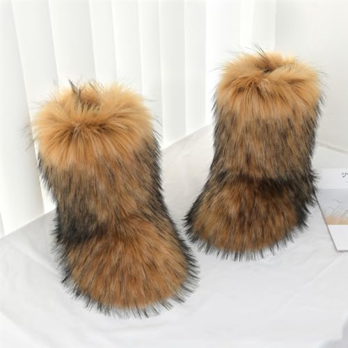 Women's Faux fur Boot Warm Comfortable Outdoor Flat Shoes Furry Fluffy Short Snow 2025 Boot Mid-Calf Boots4